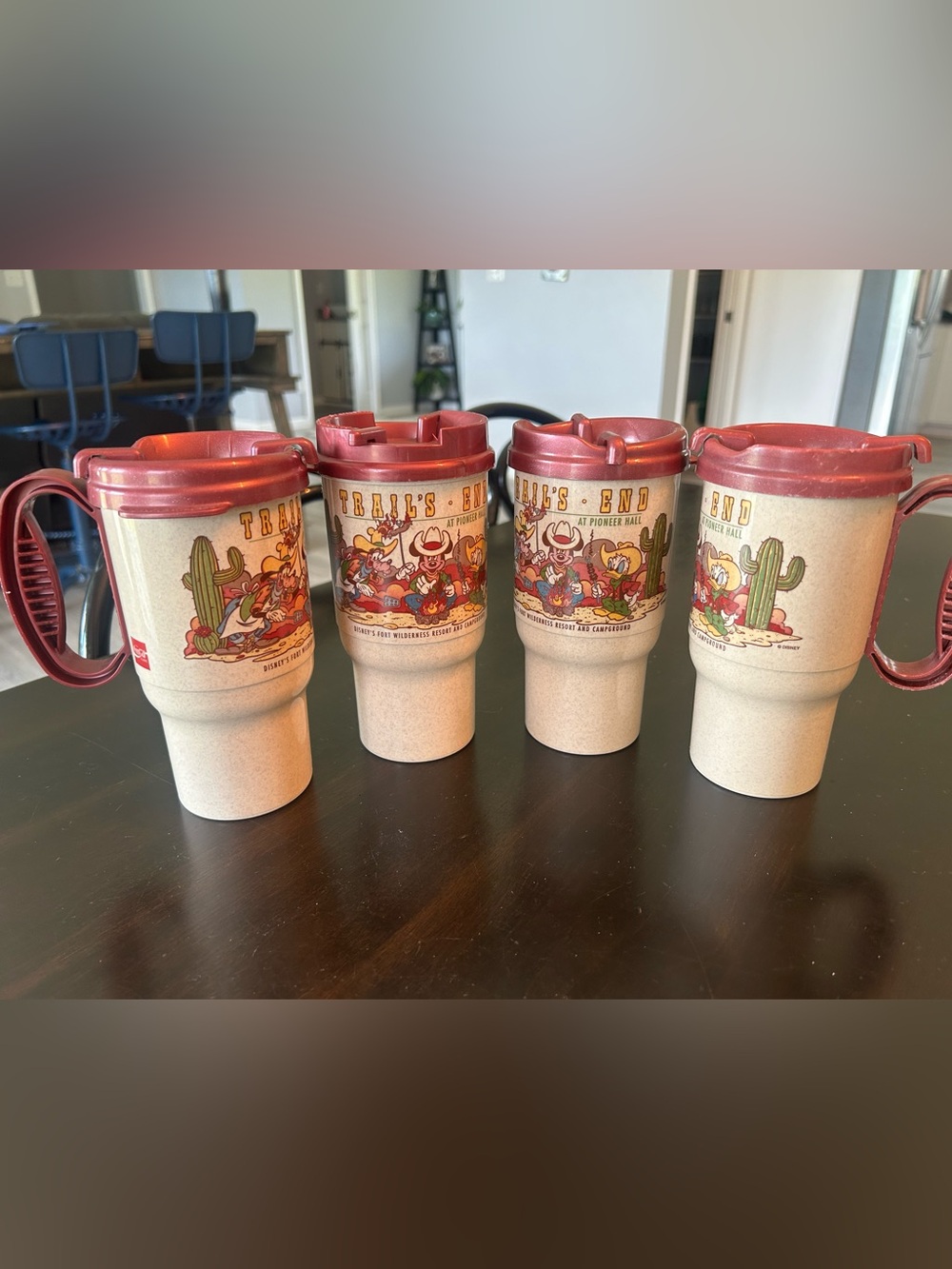 Lot of 4 Vintage Disney Trail's End at Pioneer Hall Fort Wilderness Resort Mugs
